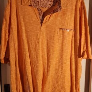 Thomas Dean Orange Casual Button Down Shirt